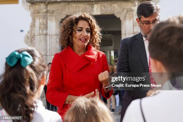 The Minister of Finance and Public Function, Maria Jesus Montero , with the Mayor of Utrera, Jose Maria Villalobos during her visit to the town. On...