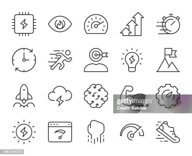 leistung - light line icons - brain workout stock-grafiken, -clipart, -cartoons und -symbole