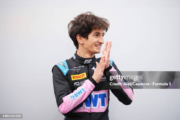 Gabriele Mini of Italy and Hitech Pulse-Eight looks on during day two of Formula 3 Testing at Circuit de Barcelona-Catalunya on April 14, 2023 in...