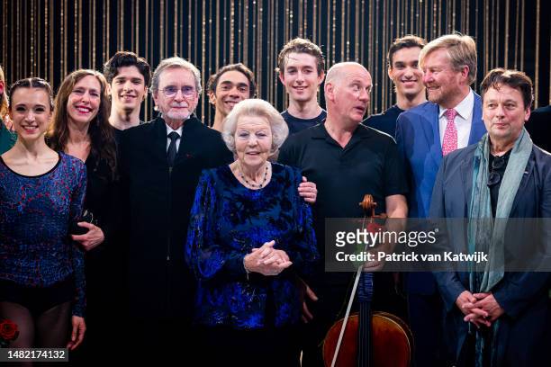King Willem-Alexander of The Netherlands and Princess Beatrix of The Netherlands with the dancers of the performance One of a Kind with choreography...