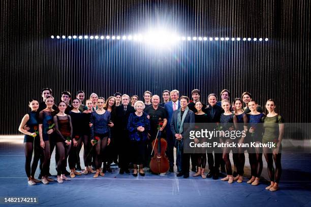 King Willem-Alexander of The Netherlands and Princess Beatrix of The Netherlands with the dancers of the performance One of a Kind with choreography...