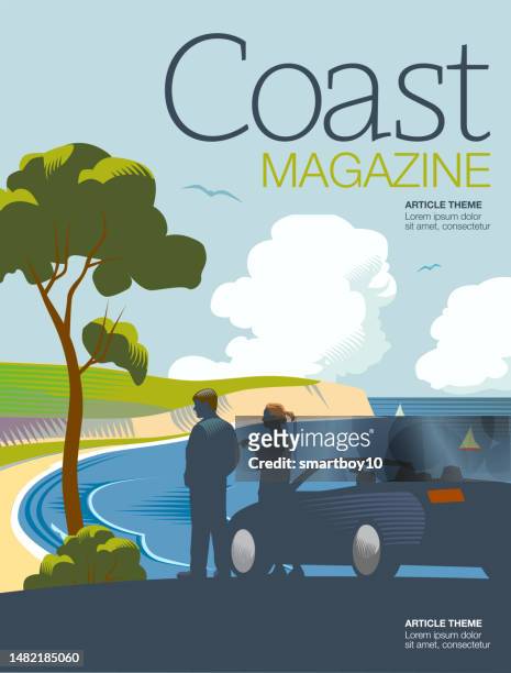 holiday magazine cover template - travel magazine cover stock illustrations