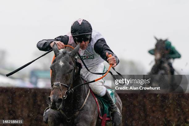 Davy Russell riding Gerri Colombe clear the last to win The Air Charter Service Mildmay Novices' Chase on Ladies Day during the second day of the...