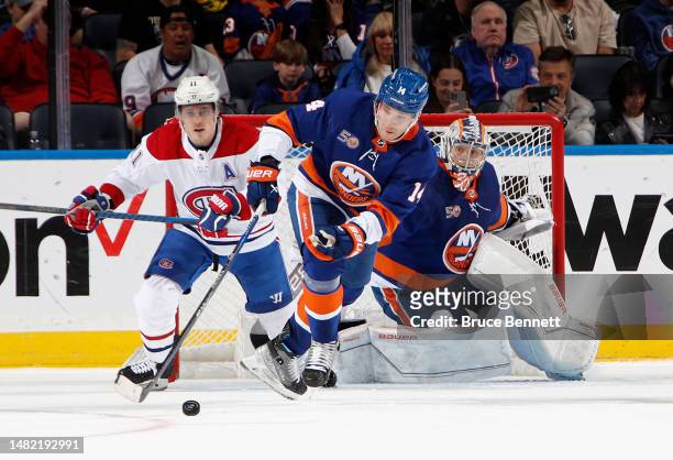 Bo Horvat of the New York Islanders skates against the Montreal Canadiens at the UBS Arena on April 12, 2023 in Elmont, New York.