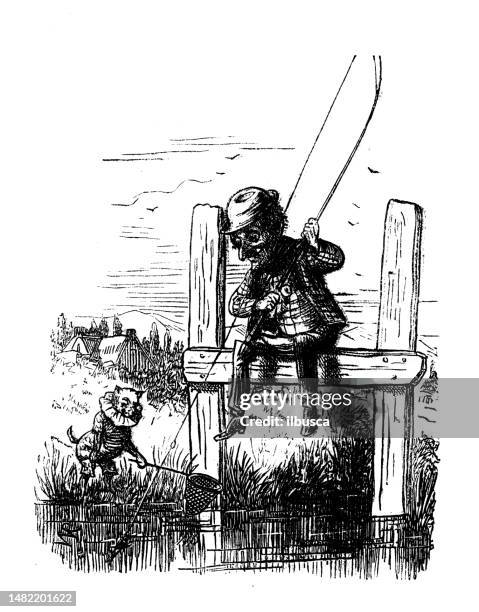 british satire caricature comic cartoon illustration - casting net stock illustrations