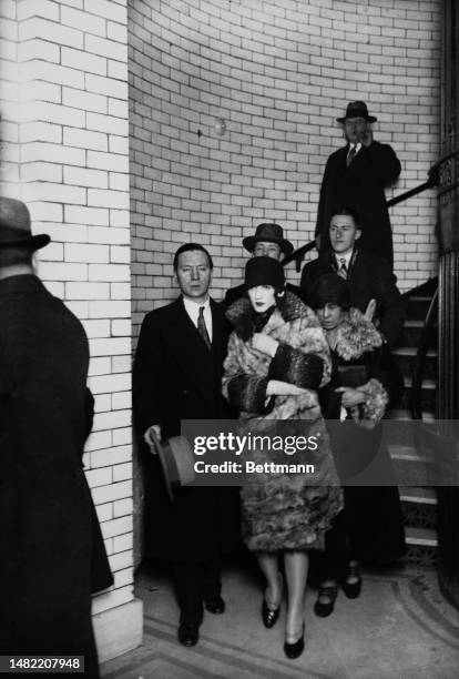 American stage actress Helen Menken pictured following her arrest for appearing in lesbian-themed drama 'The Captive' in New York on February 9,...