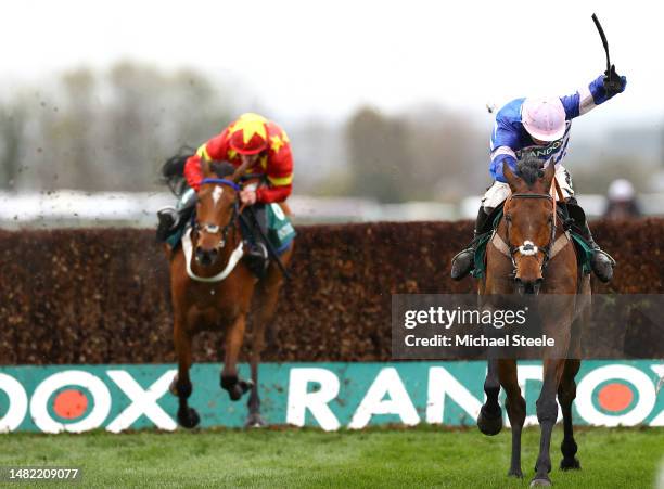 Pic D'Orhy ridden by Harry Cobden wins the Marsh Chase on Ladies Day during the second day of the Grand National Festival at Aintree Racecourse on...