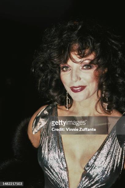 Joan Collins attends Night of 100 Stars Benefit Gala at the New York Hilton Hotel in New York City, New York, United States, 14th February 1982.