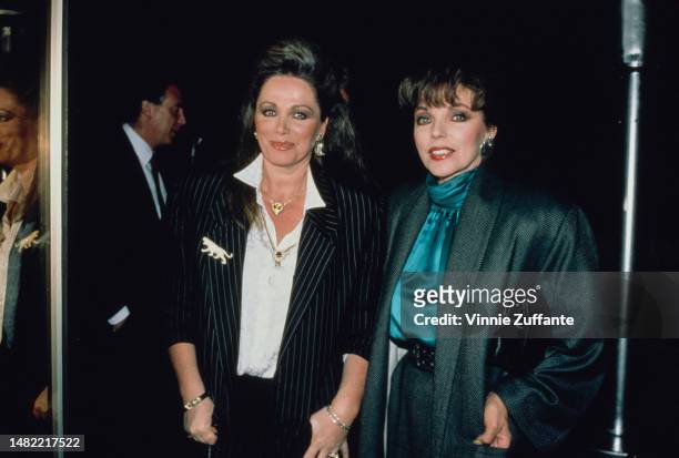 Jackie Collins and Joan Collins attend the 'Down & Out in Beverly Hills' premiere party at Pips Club in Los Angeles, California, United States, 28th...