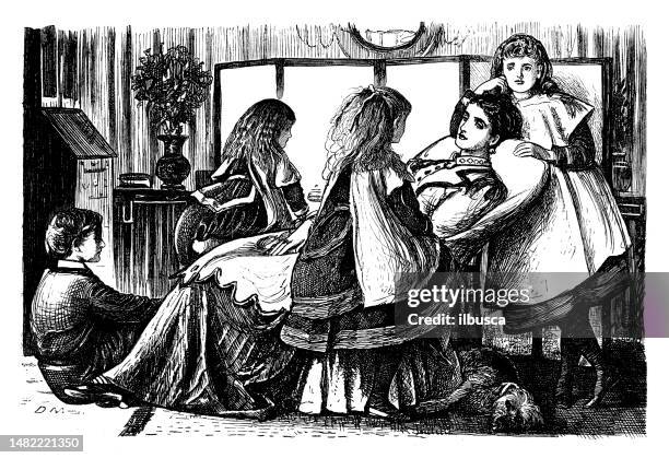 british satire caricature comic cartoon illustration - luxury family stock illustrations