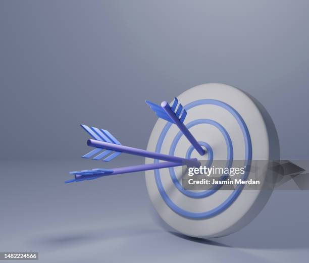 arrows in target render - 3d super bildbanksfoton och bilder