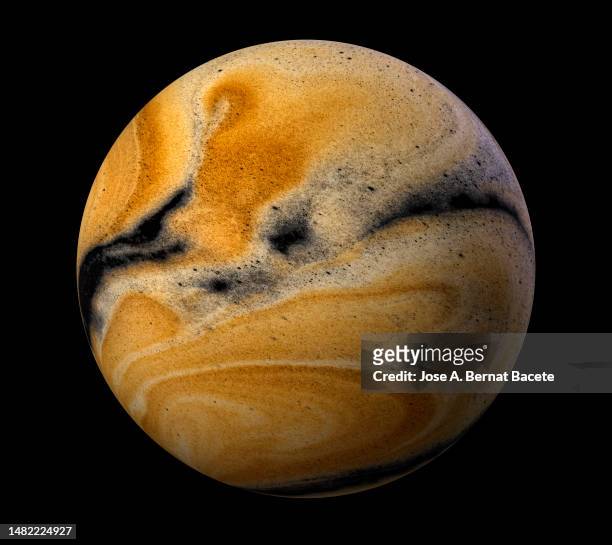 planet with a gaseous and liquid atmosphere on a black background. - liquid galaxy stock pictures, royalty-free photos & images