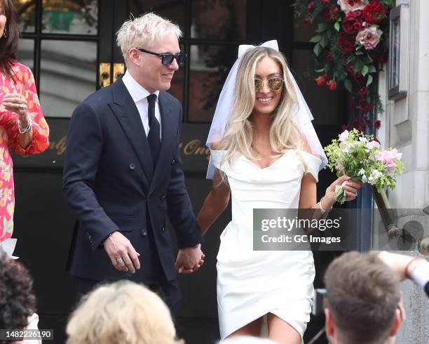 Made In Chelsea stars Sophie Habboo and Jamie Laing get married at Chelsea Registry Office on April 14, 2023 in London, England.