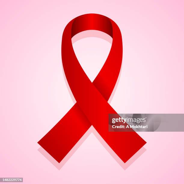 red ribbon of disease, cancer, aids, solidarity... - aids logo stock illustrations