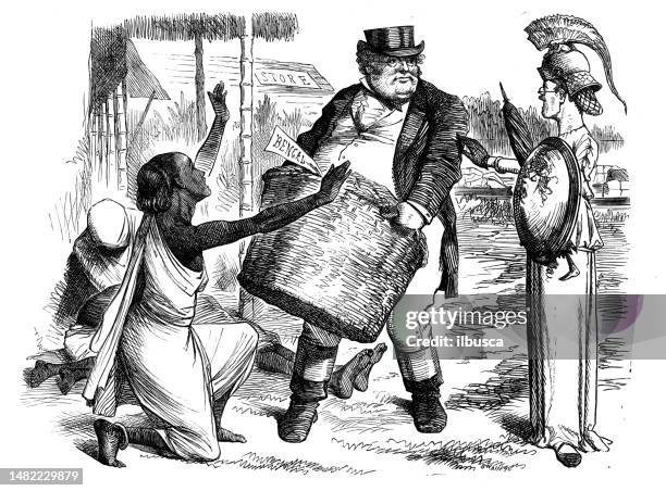 british satire caricature comic cartoon illustration - colonial cartoon stock illustrations