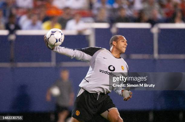 Tim Howard goalkeeper of Manchester United in action during Champions World Soccer Series between Manchester United and Juventus at the Giants...