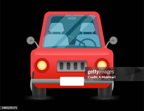 front view red car on black background. - red car stock illustrations