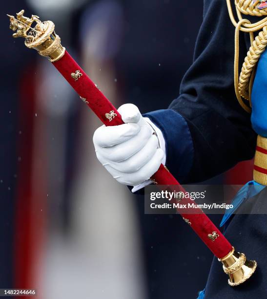 King Charles III inspects the 200th Sovereign's parade at the Royal Military Academy Sandhurst on April 14, 2023 in Camberley, England. The...