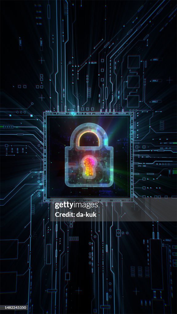 Hardware Security Concept Digital Shield Firewall With Central Computer ...