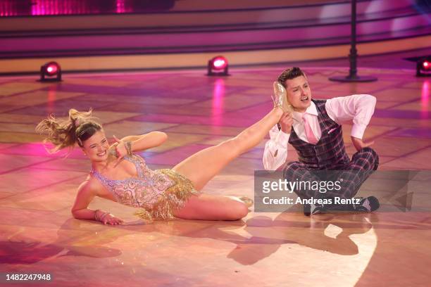 Julia Beautx and Zsolt Sándor Cseke dance on stage during the 7th Show of "Let's Dance" at MMC Studios on April 14, 2023 in Cologne, Germany.