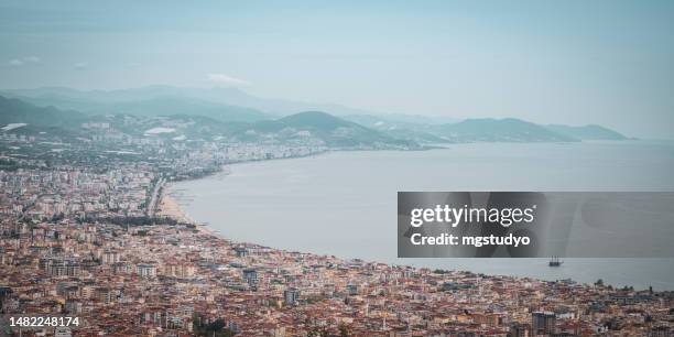 aerial view of alanya city - alanya castle stock pictures, royalty-free photos & images