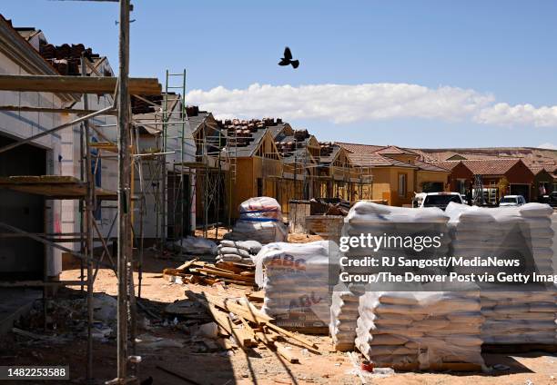 New homes are being constructed at Sun City Mesquite, an active adult community, on April 13, 2023 in Mesquite, Nevada. The community located in the...