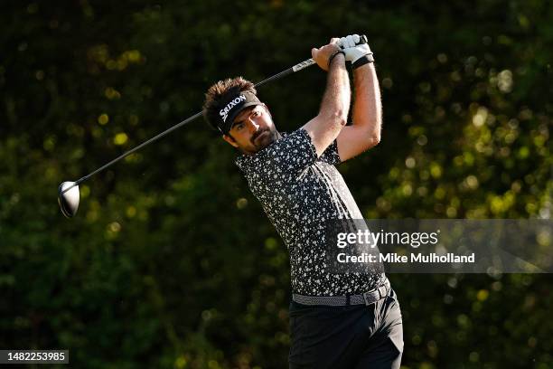 Brett Drewitt of Australia hits a tee shot on the seventh hole during the second round of the Veritex Bank Championship at Texas Rangers Golf Club on...