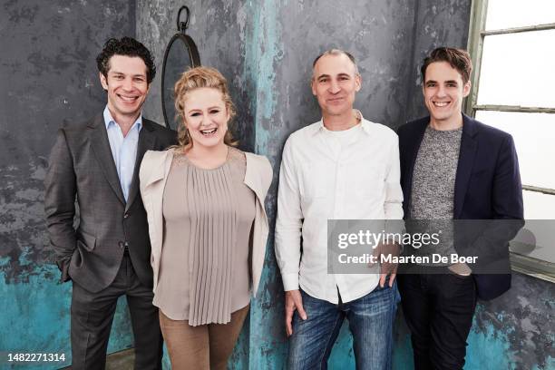 Thomas Kail, Nicole Fosse, Joel Fields and Steven Levenson of FX's 'Fosse/Verdon' pose for a portrait during the 2019 Winter TCA Portrait Studio at...