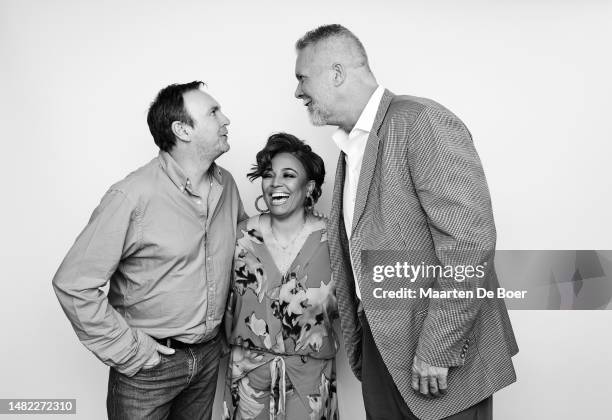 Philip Glenister, Kim Fields and Kevin Nash of Sky One's "Living the Dream" pose for a portrait during the 2019 Winter TCA at The Langham Huntington...