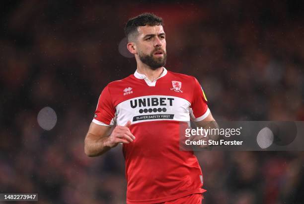 Middlesbrough player Tommy Smith in action during the Sky Bet Championship between Middlesbrough and Norwich City at Riverside Stadium on April 14,...