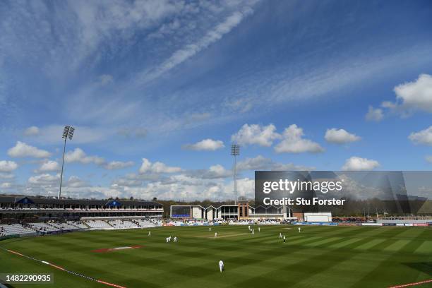 General view of the action during day two of the LV= Insurance County Championship Division 2 match between Durham and Worcestershire at Seat Unique...