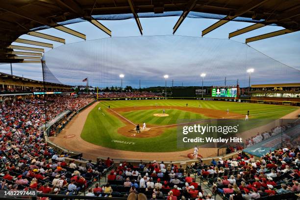 Packed Stadium during a baseball game between the Tennessee Volunteers and the Arkansas Razorbacks at Baum-Walker Stadium at George Cole Field on...