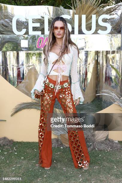 Alessandra Ambrosio attends the CELSIUS Oasis Vibe House on April 14, 2023 in Coachella, California.