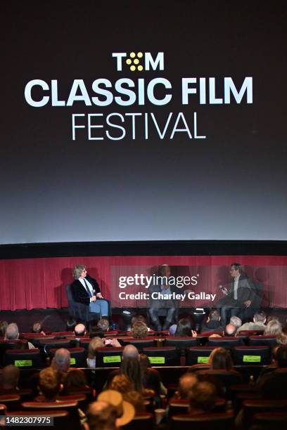 Alexander Payne, George Stevens Jr., and TCM host Ben Mankiewicz speaks onstage during the screening of "Penny Serenade" during the 2023 TCM Classic...