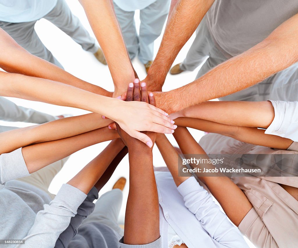 Humanos mãos mostrando unidade
