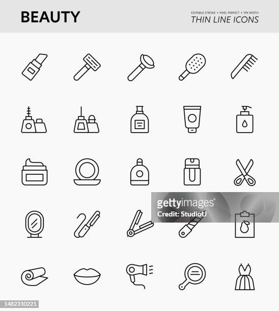 ilustrações de stock, clip art, desenhos animados e ícones de beauty editable stroke icons - jar