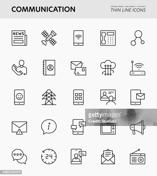 communication editable stroke icons - communications tower editable stock illustrations