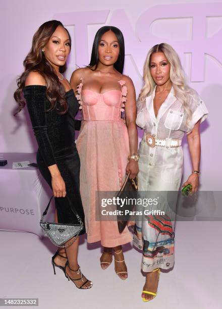 Sanya Richards-Ross, Marlo Hampton and Sheree Whitfield attend the Meals On Wheels Atlanta TASTE at 1705 West on April 14, 2023 in Atlanta, Georgia.