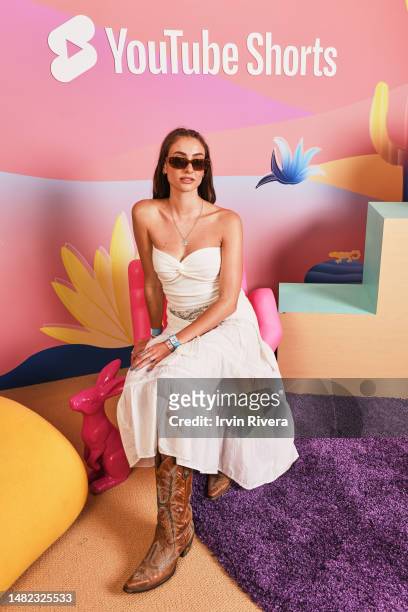 Gabrielle Chase attends the 2023 Coachella Valley Music & Arts Festival | YouTube Shorts Content Studio at Empire Polo Club on April 14, 2023 in...