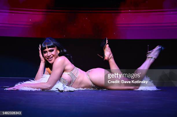 Sasha Colby performs on stage during RuPaul's Drag Race Finale Watch Party Event at Hard Rock Hotel on April 14, 2023 in New York City.