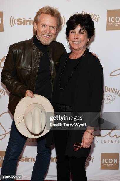 Lee Roy Parnell and Tina Sinatra attend the grand opening of Sinatra Bar & Lounge at Sinatra Bar & Lounge on April 14, 2023 in Nashville, Tennessee.