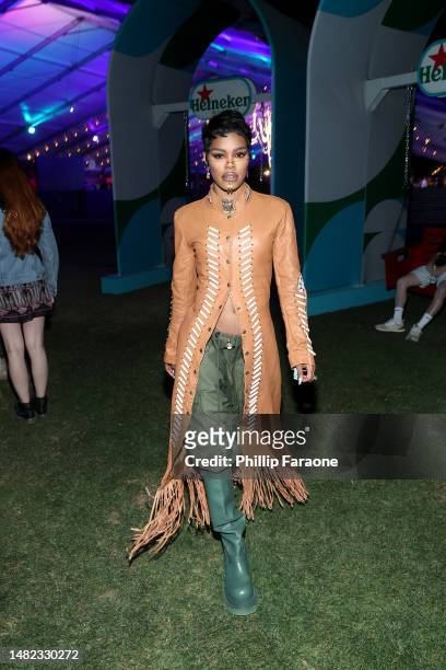 Teyana Taylor stops by the Heineken House at the 2023 Coachella Valley Music and Arts Festival on April 14, 2023 in Indio, California.