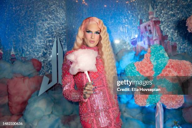 Jeffree Star attends the launch of his new make-up line "The Cotton Candy Queen Collection" at Beauty & Essex on April 14, 2023 in Los Angeles,...