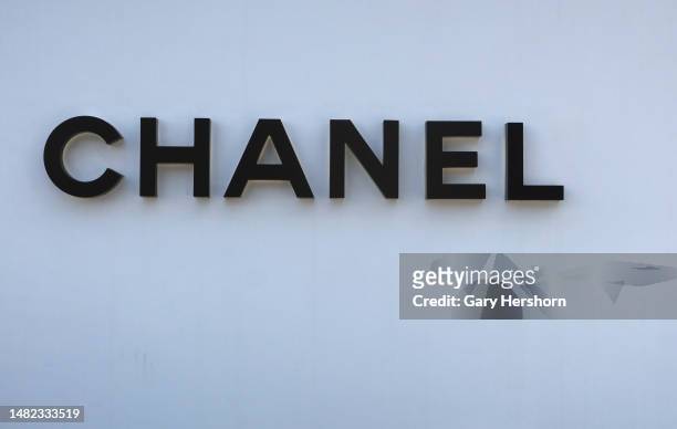 Chanel corporate logo hangs on the front of their store on Willshire Boulevard on April 14 in Los Angeles, California.