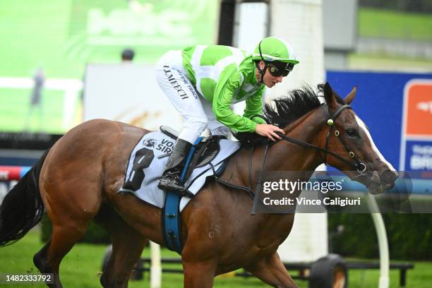 Linda Meech riding Shesallshenanigans winning Race 7, the Thoroughbred Breeders Victoria Showdown, during Melbourne Racing at Sandown Lakeside on...