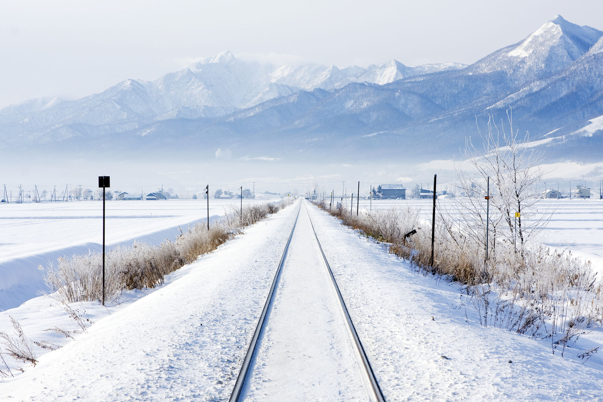 snowy train tracks