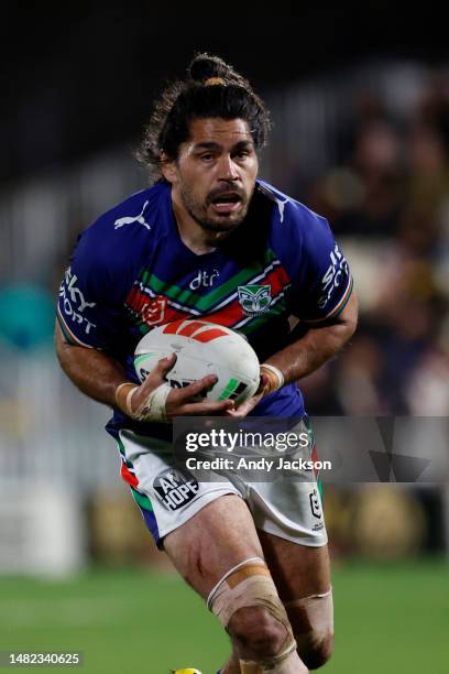 Tohu Harris of the Warriors runs the ball during the round seven NRL match between New Zealand Warriors and North Queensland Cowboys at Mt Smart...