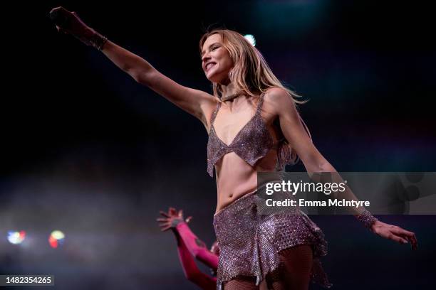 Angèle performs onstage at the 2023 Coachella Valley Music and Arts Festival on April 14, 2023 in Indio, California.