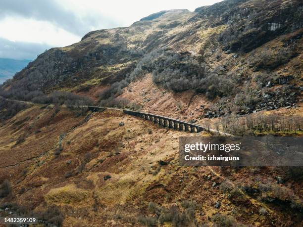 glen ogle viaduct arch bridge at sustrans cycling route no7. the bridge was part of the callander and oban railway. - oban scotland stock pictures, royalty-free photos & images