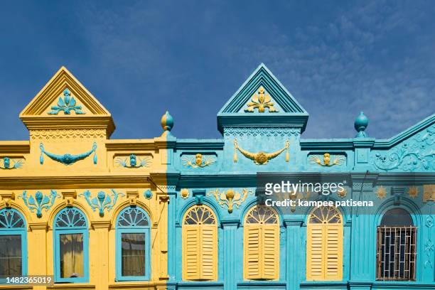 old town songkhla. colorful building in hat yai. - hat yai stock pictures, royalty-free photos & images